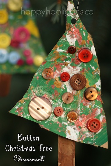 Brown and Red Button Christmas Tree Ornament