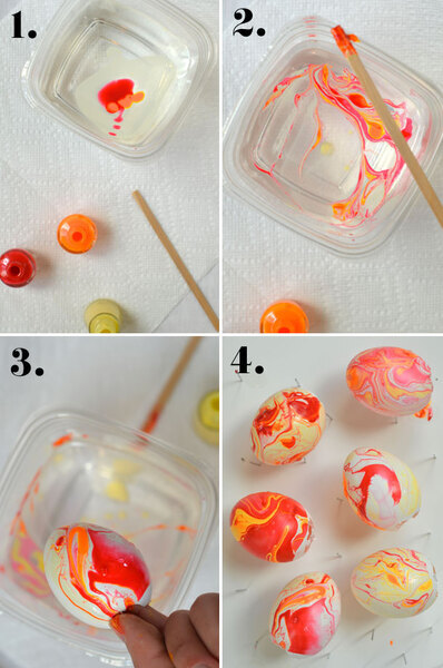 DIY nail polish marbleized Easter eggs | Camille Styles