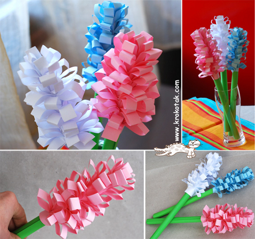 Подснежник из бумаги DIY МК Цветы из бумаги Букет из конфет Подснежники из гофробумаги