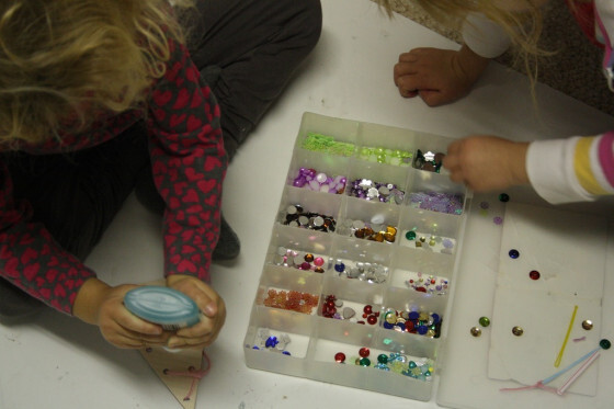adding gems to the lacing tree ornaments
