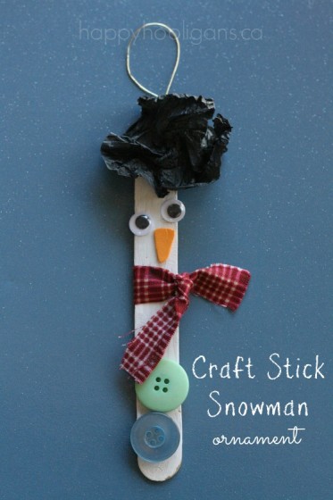 Craft Stick Snowman Christmas Tree Ornament