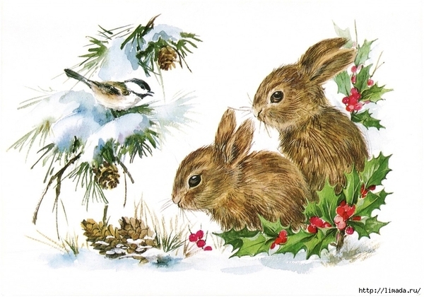 Christmas-Bunnies-Vintage-GraphicsFairy-1024x717 (700x490, 263Kb)
